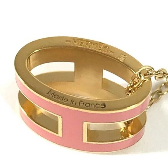 HERMES Accessories Cardue Ash H-cube H Logo Chain Necklace Metal pink/Gold - Picture 4 of 9